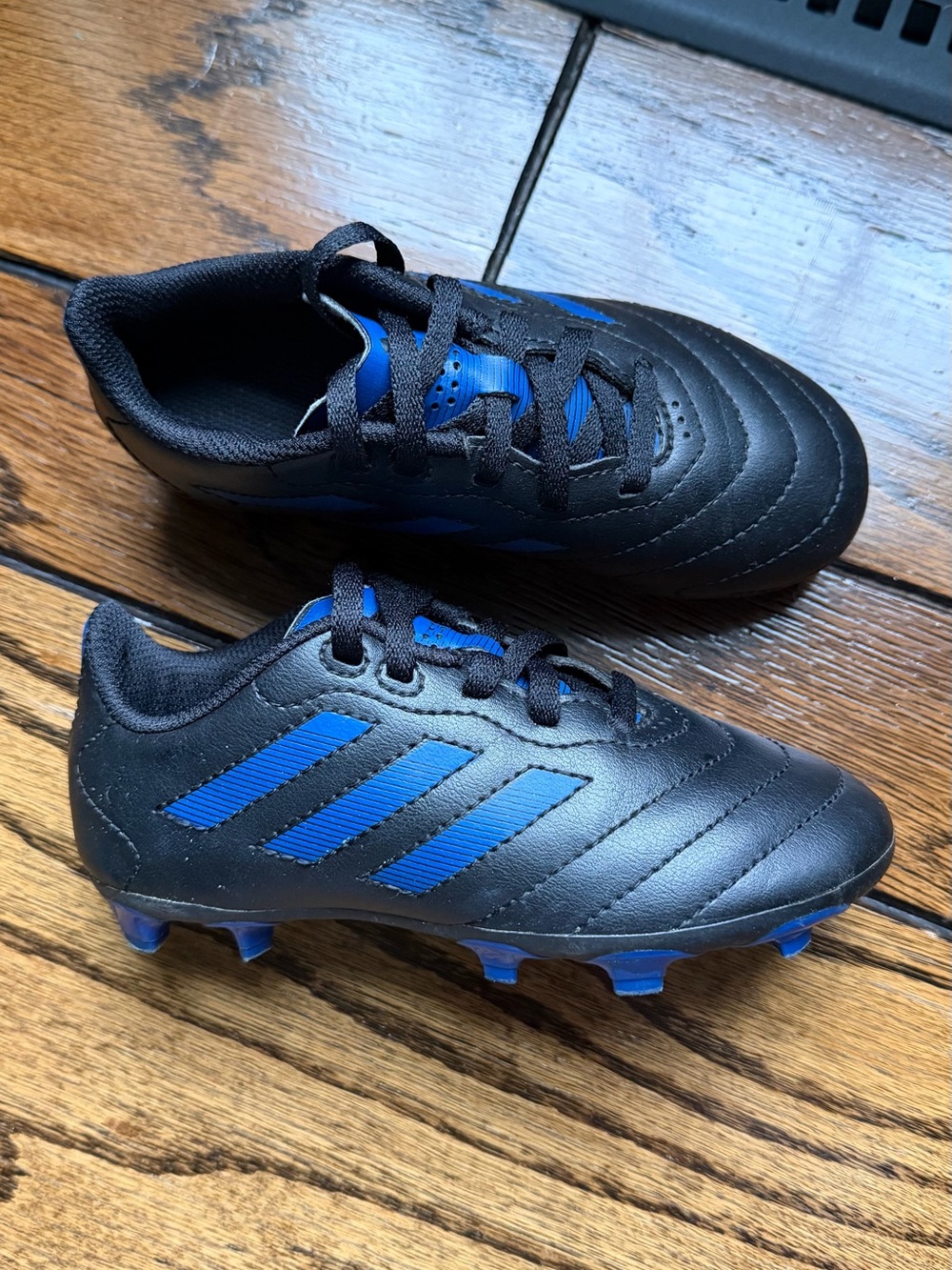 adidas Kids Black and Blue Soccer Cleats